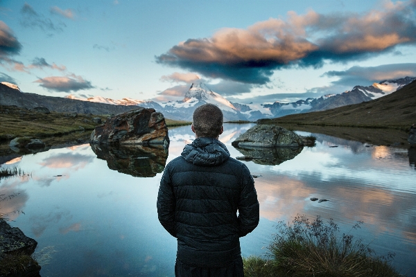 Man landscape sea water Photo