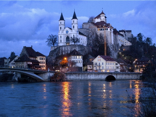 Bridge building chateau river Photo