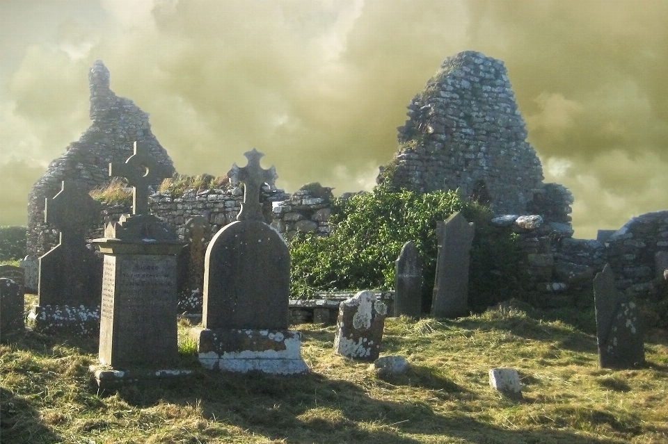 Stone monument scenic cemetery