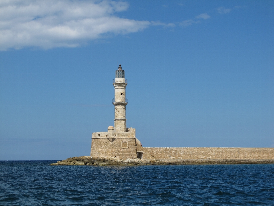 Sea water lighthouse sky