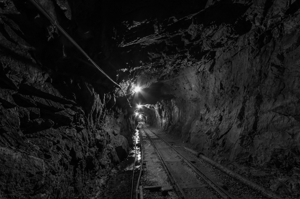 Rock light black and white railway