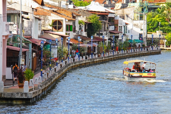 Cafe boat town view Photo