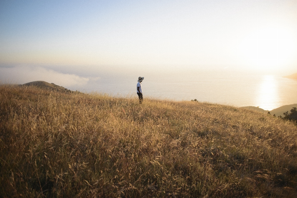 Man landscape sea coast