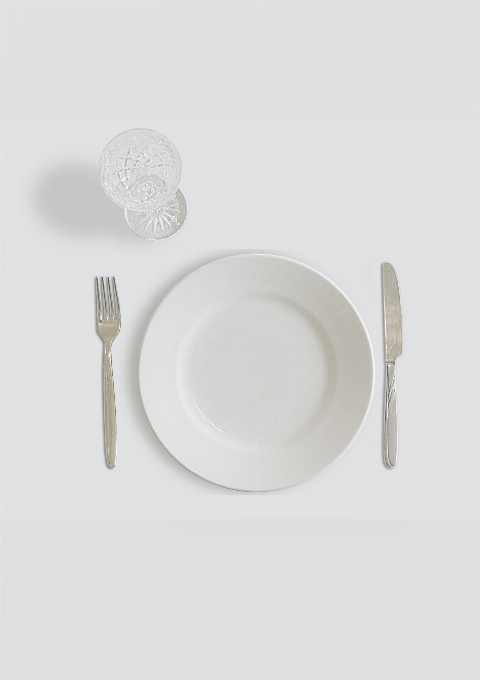 Table fork white glass