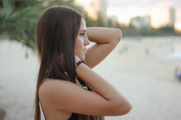 Hand beach person girl Photo