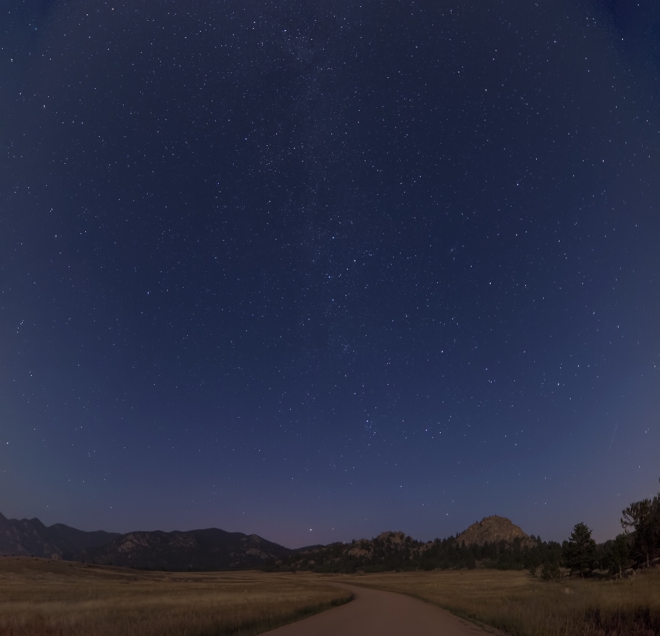 Landscape glowing sky road