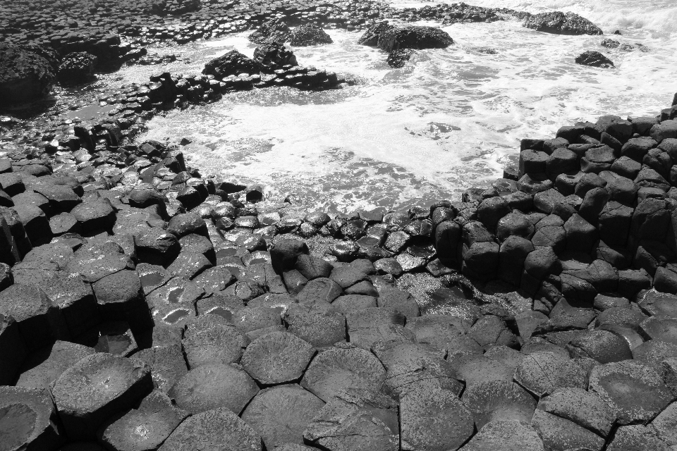 Laut rock hitam dan putih
 aspal
