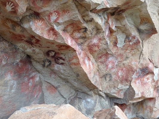 Rock formation cave painting Photo