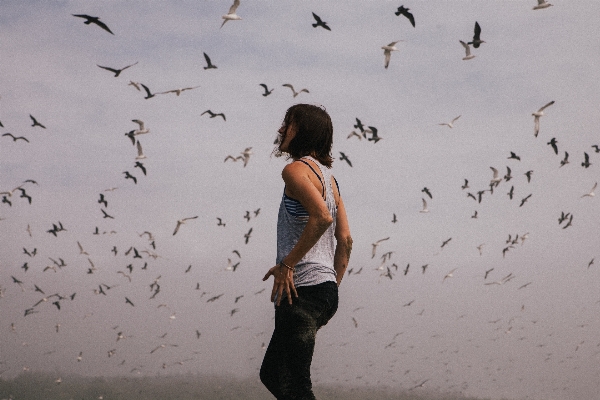 Nature person bird girl Photo