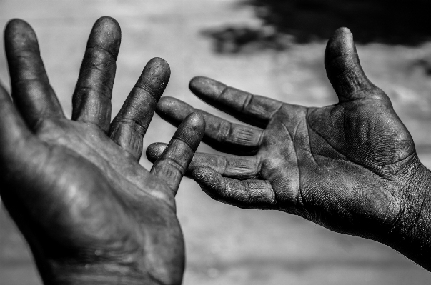 Work hand man black and white Photo