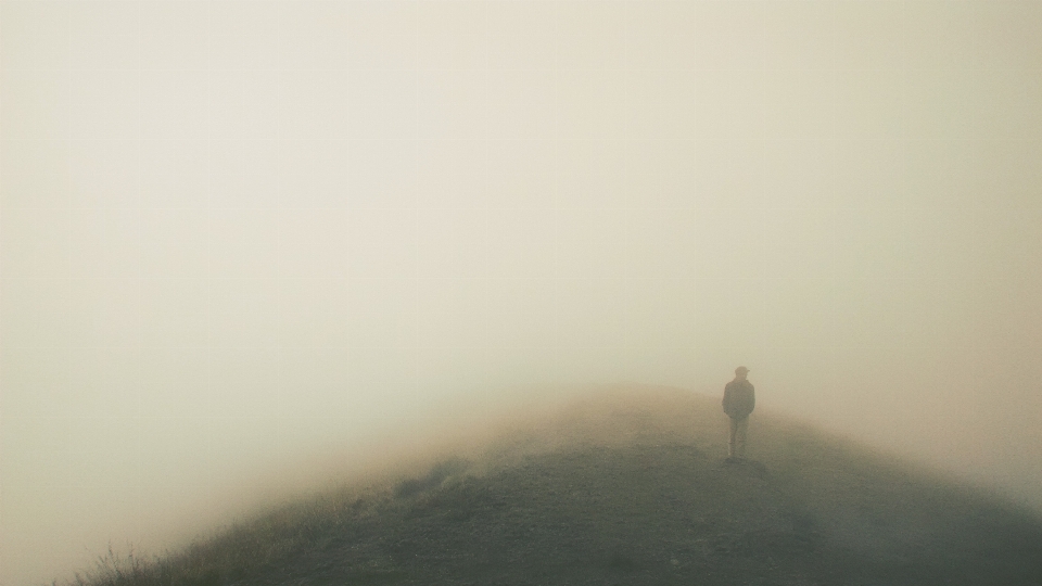 Horizon montagne brouillard lever du soleil