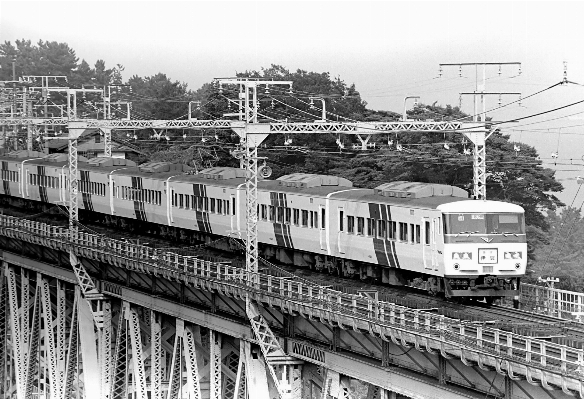 Black and white track railroad bridge Photo