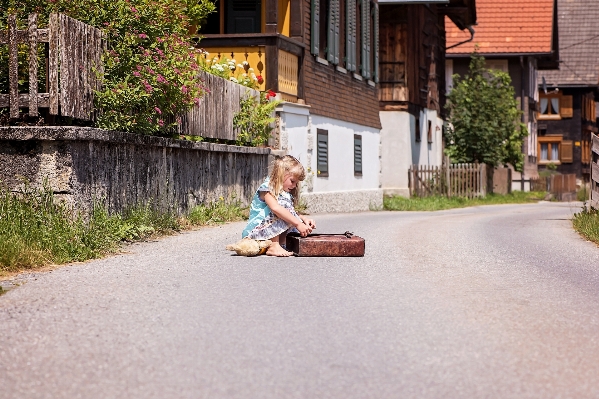 Person girl road lawn Photo