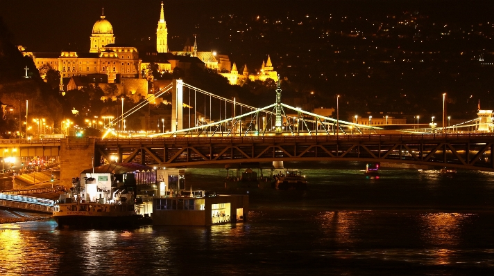 Architecture bridge night city Photo