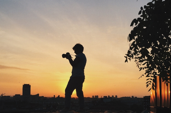 Man horizon silhouette person Photo