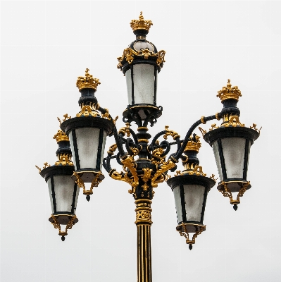 Golden lantern street light lamp Photo