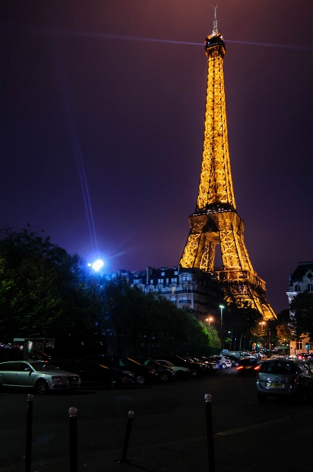 Light night eiffel tower paris