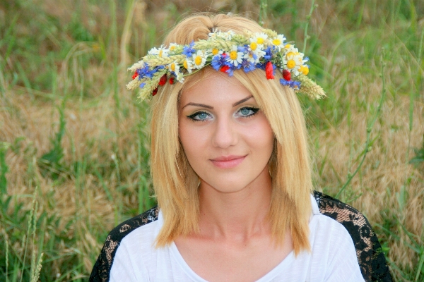 Girl hair flower portrait Photo