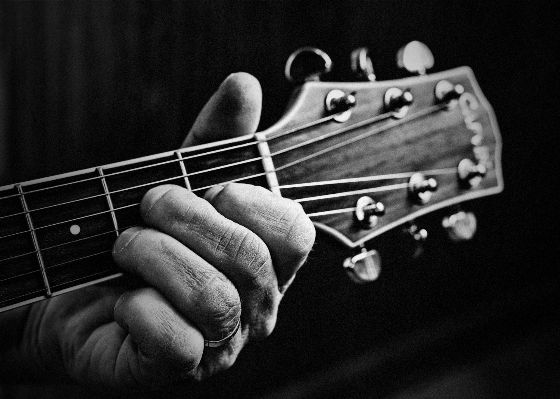 Music black and white guitar acoustic Photo