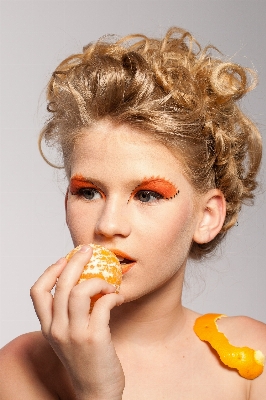 Woman hair fruit orange Photo