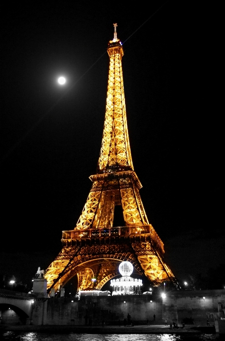 Luz noite torre eiffel paris