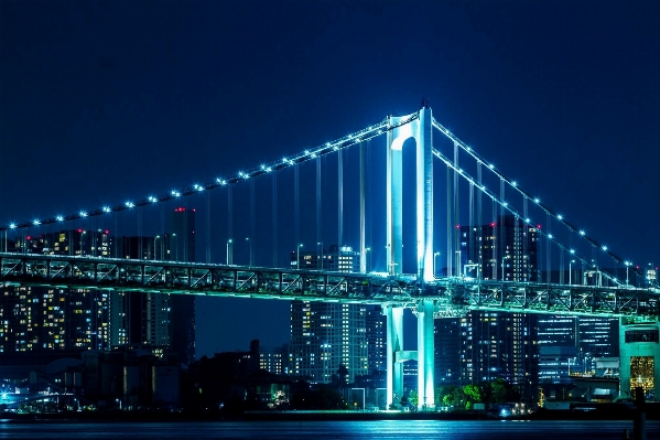 Sea bridge skyline night Photo