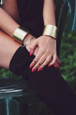 Hand ring finger red Photo