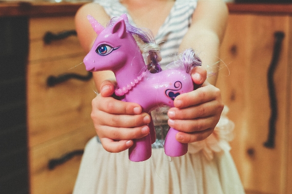 Hand purple kid horse Photo