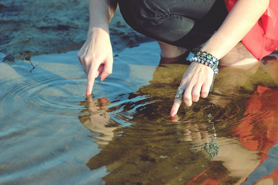 Hand sea water nature