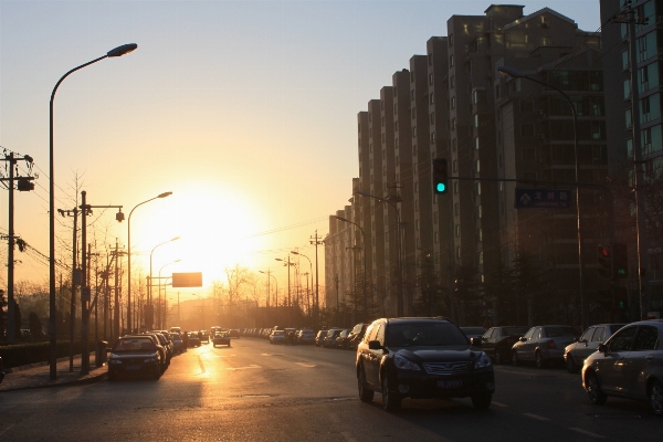 Sunrise sunset road traffic Photo