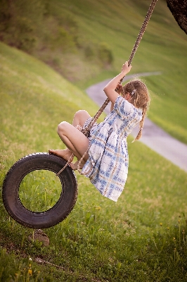 Nature grass girl lawn Photo