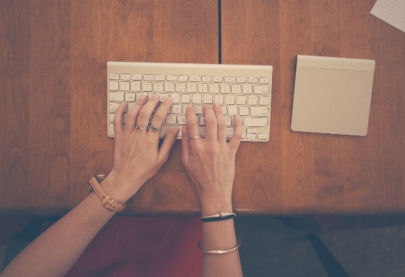 Writing work hand typing Photo