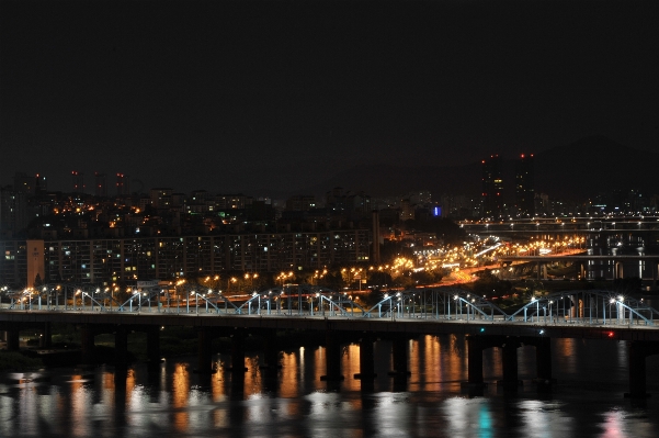 Bridge skyline night city Photo