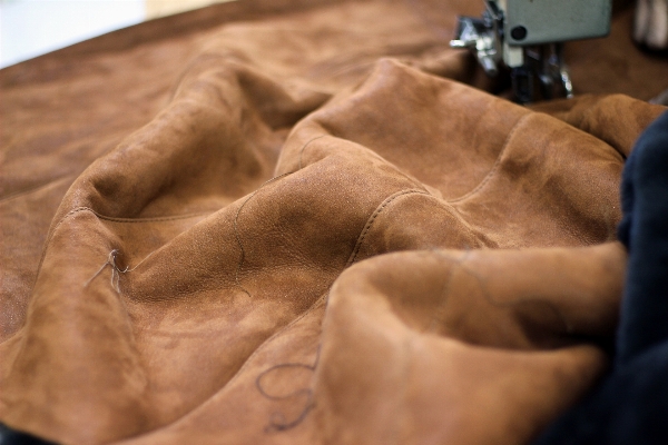 Hand leather fur macro Photo