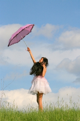 Grass sky girl meadow Photo