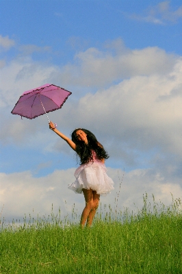 Grass sky girl meadow Photo