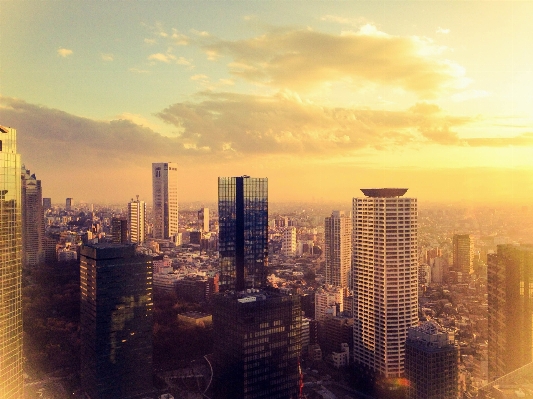 地平線 建築 空 日の出 写真