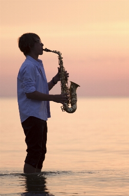 Beach sea silhouette music Photo