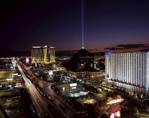 Sunset skyline night city Photo