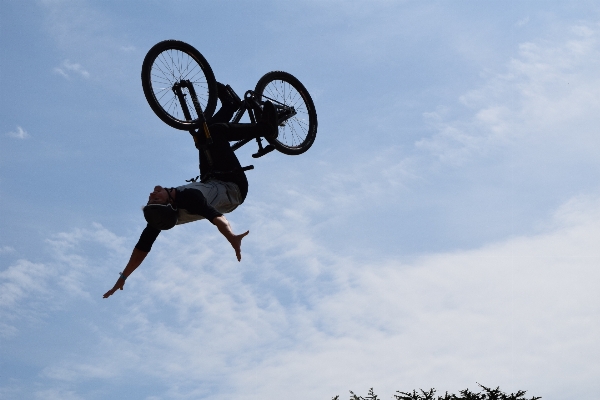 Air bicycle bike jumping Photo