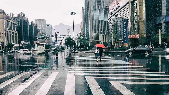 보행자 도로 지평선 거리 사진