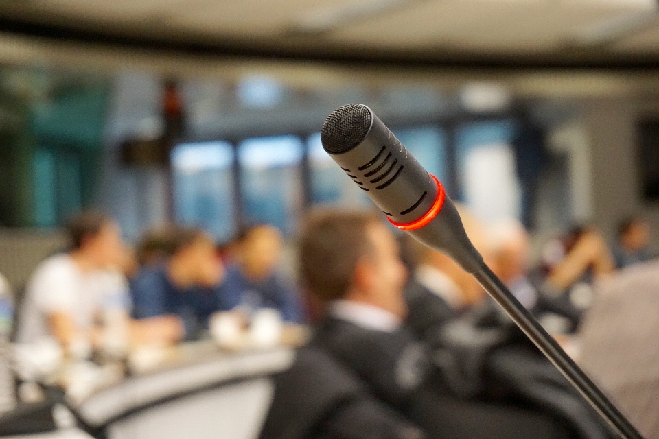 Technology meeting microphone talk