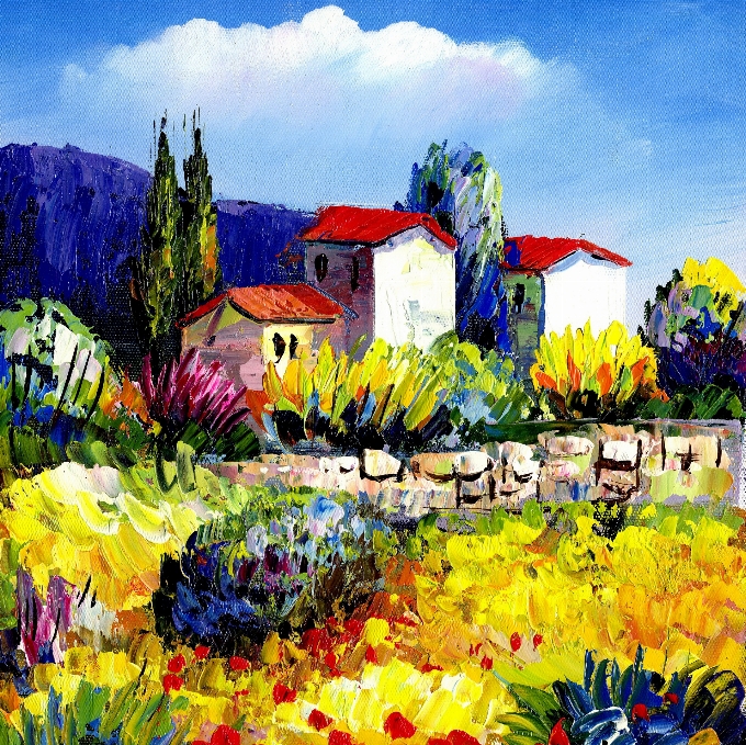 Countryside flower cityscape color