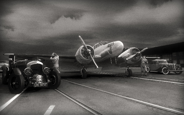 Black and white car airplane aircraft Photo