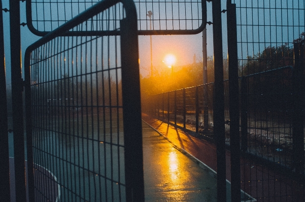 Light fence night sunlight Photo