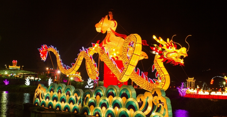 Night carnival amusement park Photo