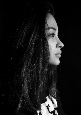 Light black and white girl woman Photo