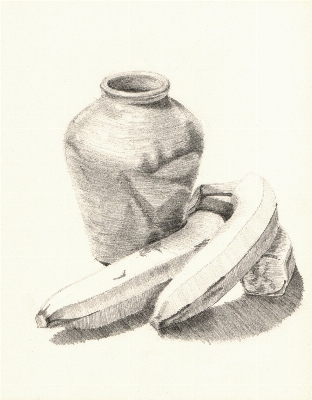 Pencil vase still life artwork Photo