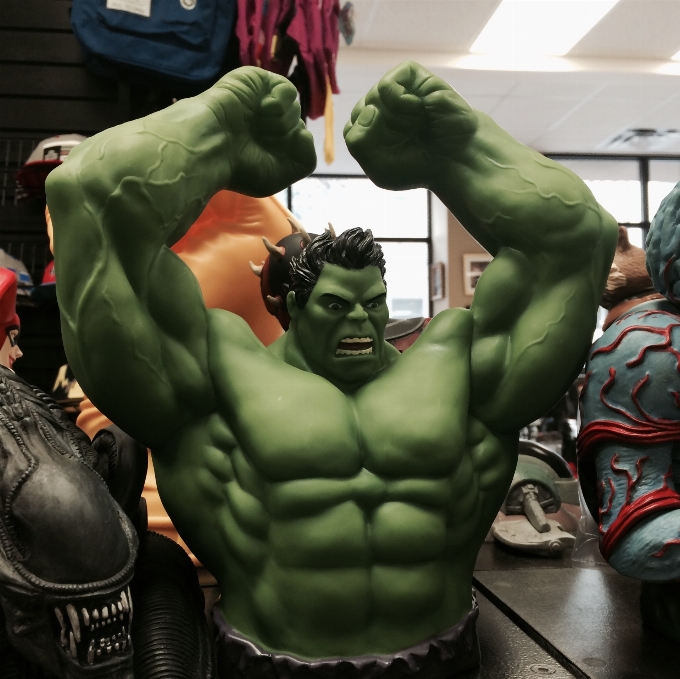 Statue green toy muscular