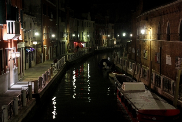 Light night canal cityscape Photo